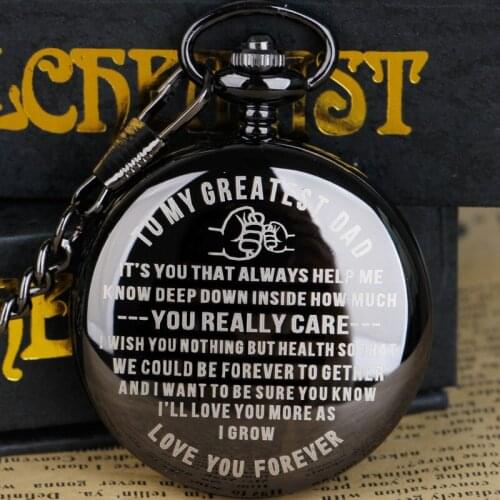 New Design Unique Quartz Pocket Watch Text To My Greatest Dad Christmas Best Gift For Greatest Dad