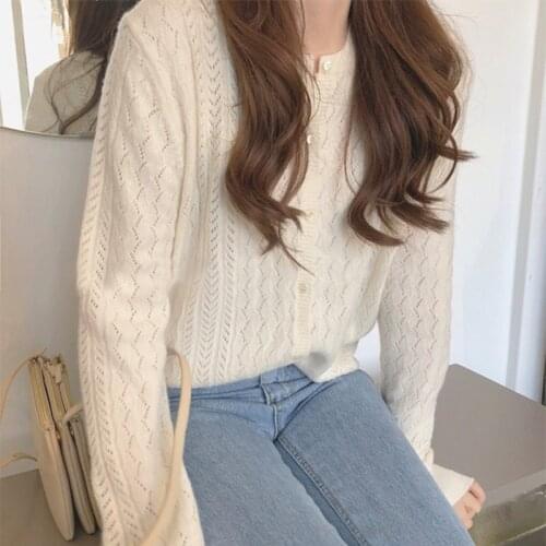 New knitted cardigan female round neck bottoming sweater sweater short loose sunscreen shirt thin coat