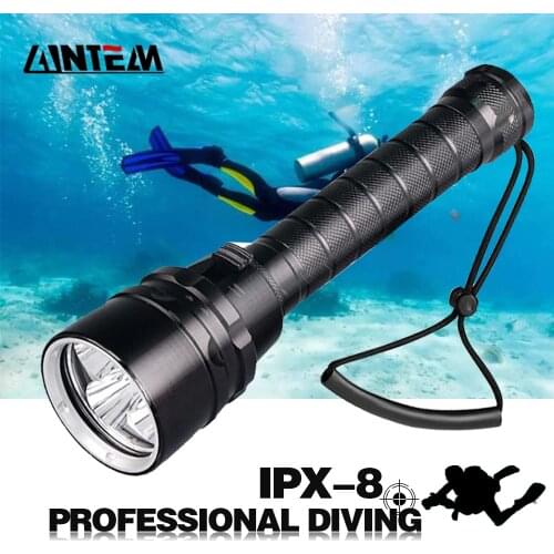 Professional Powerful Super bright led Scuba Diving IPX8 Waterproof Flashlight Diver Light LED Underwater Torch Lamp Lanterna