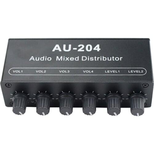 Stereo Mixer o (2 Input 4 Output) Push Four Headphones or External Power Amplifiers Volume Independent Control