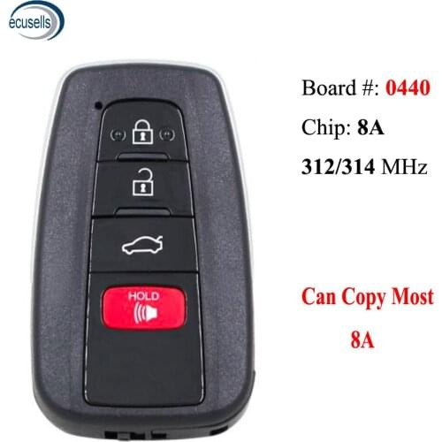 Borad 0440 4 Buttons Keyless Smart Remote Key Fit For Toyota 8A Chip 312/314MHz Can Copy Most 8A