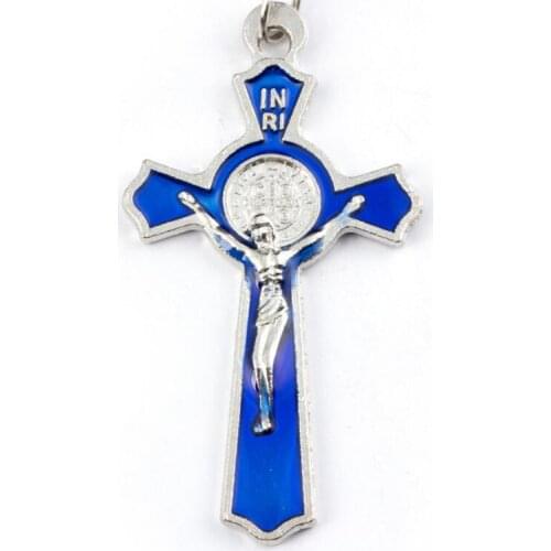 Vintage Blue Alloy Enamel Crucifix large Charms Pendants For Jewelry Making Findings Bracelets DIY Gifts 10pcs Z1900