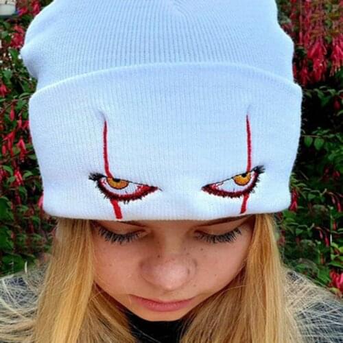 Scary Clown Eyes Knit Hat Keep Warm Pullover Hip-Hop Hat Knit Hat