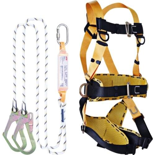 Fall Protection Safety Harness Y Lanyard Shock Energy Absorber Kit 2m/1.2m for Work Positioning Construction at Height Roofing