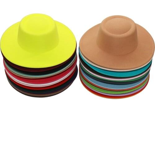 2021 new autumn and winter fedora hat multicolor ladies French British fashion big eaves dome concave top felt hat top hat