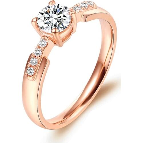 ZHJIASHUN Classic 1ct Round Cut Moissanite Diamond 14K 585 Rose White Gold Wedding Ring For Women Engagement Bands Fine Jewelry