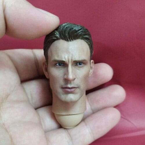 1/6 Scale Male Soldier Head Sculpt Steven Rogers Strabismus with Neck Head Carving Model Toy for 12in Male Soldier Body Figure