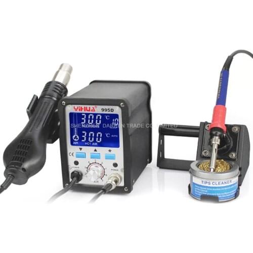 2 in 1 lead-free soldering station YIHUA-995D LCD digital display hot blast welding bench Intelligent soldering station