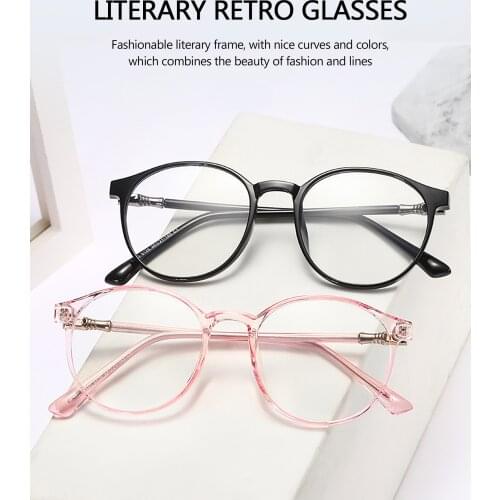 2021 New Round Eyeglasses For Women Men Computer Anti Blue Light Glasses Frames Transparent Optical Fake Eyeglass Myopia Frame