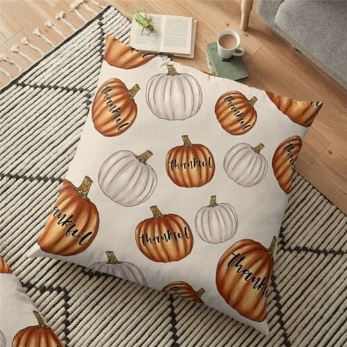 2021 Funny Backrest Fall Thankful Pumpkins Printed Cushion Cover Halloween 45*45cm throw Pillow Case Cushion Decorative for home