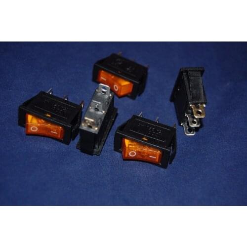 Lot of 5 Pcs Rectangle Yellow Light Illuminated 2 Position Rocker Switch 3 Pin 220V AC Boat switch KCD3