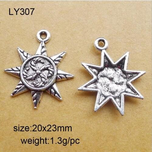 50/lot 20x23mm Zinc Alloy Antique Silver Sun DIY Charms Pendants