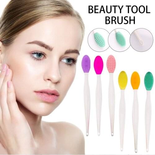 6pcs Silicone Double-Sided Wash Face Exfoliating Blackhead Removal Facial Cleansing Brush Tool Handheld Exfoliating Lip Brush