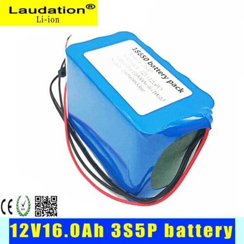 High Capacity 12 V 16ah battery pack built-in bms 12v battery 1600mah 3S 5P 18650 pack Lithium Rechargeable bateria High quality