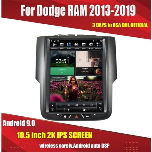 Aucar Tesla Style PX6 Android 9 for Dodge RAM 1500 2500 3500 Multimidia car radio Gps navigation 1 din stereo player 2K 4G