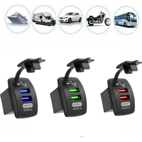 12-24V Dual Ports USB Car Charger 5V 3.1A Universal Auto Mobile Phone Charger Adapter Auto Motorcycle Electric Accessories