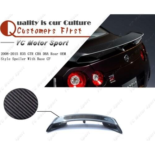 Car Accessories Carbon Fiber OEM Style Rear Spoiler with Base Fit For 2008-2015 R35 GTR CBA DBA Trunk Wing