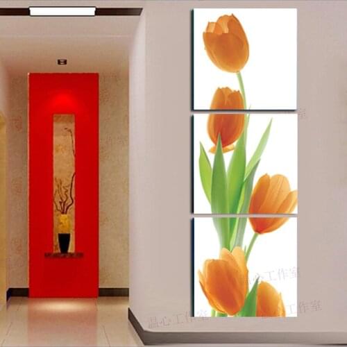 Free shipping 3 panel Tulips Painting Printed Painting Picture Home Decor Canvas Art Dining room decoration W0187