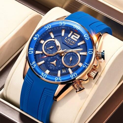 LIGE Luxury Business Men Watch Top Brand Fashion Chronograph Quartz Date Wristwatches For Men Waterproof Clock Male Dropshipping