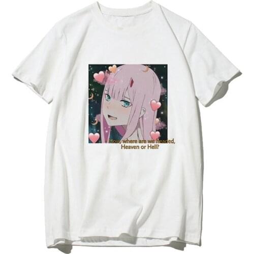 Darling In The Franxx Kawaii Anime Fun Harajuku Zero TWO Beautiful Girl Japanese Cartoon Print Casual Summer Chic Female T-shirt