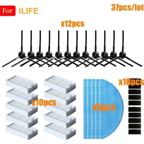 For ILIFE V50 V55 V5 V5s V3 V3s V5 Pro X5 V5s Pro Vacuum Cleaner Parts Side Brush Hepa Filter Mop Cloth Dust Filter Magic Paste