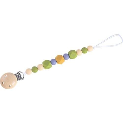 Baby Pacifier Clip Chain Wooden Holder Soother Pacifier Clips Leash Strap Nipple Holder For Infant Nipple Bottle Clip Chain 2021