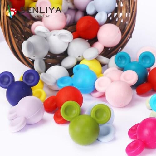 Baby Teether Toy Soft Chew Teething BPA Free DIY Pacifier Chain Food Grade Accesories 20pcs/Lot Cartoon Silicone Beads