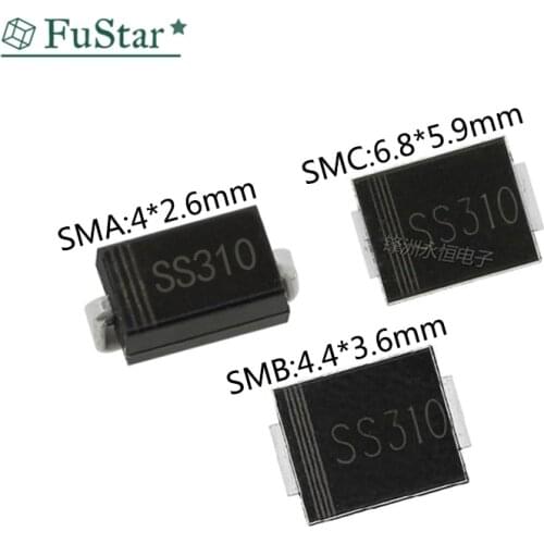 50PCS SS310 SR3100 SMA 3A 100V SMD Schottky diode SMB SMC Schottky Diode Patch New