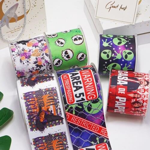 DIY The Aliens Printed Grosgrain Ribbon For Craft Supplies Sewing Accessories 5 Yards, Planar Resins Mold 10 Pieces. 52226