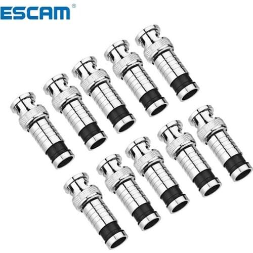 ESCAM 10PCS/lot security system BNC Connector Compression Connector Jack for Coaxial RG59 Cable CCTV Camera Accessories