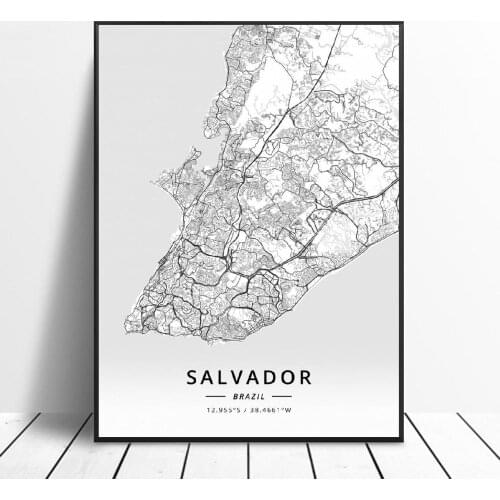 Salvadop Porto Alegre Rio De Janeiro Manaus Recife Sao Paulo Fortaleza Canvas Art Map Poster