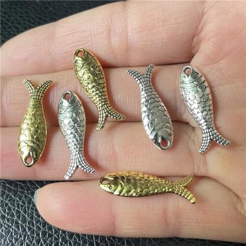 15pcs charm fish carp pendant for jewelry making DIY handmade bracelet necklace accessories animal cute for men and women gifts