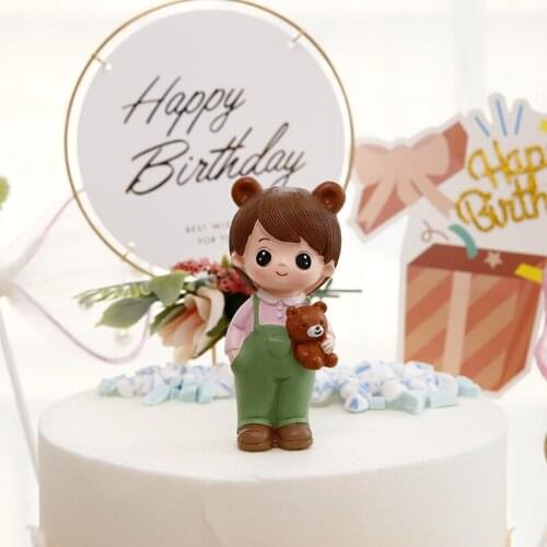 Rabbit Boy Girl Happy Birthday Wedding Decoration Cake Topper for Childrens Day Party Supplies Lovely Gifts cake decoration