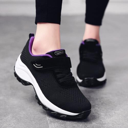 Women Running Shoes 5CM Height Increase Platform Sneakers Lace Up Anti-slip Zapatos Mujer Light Fitness Shoes Comfort Gym Shoes
