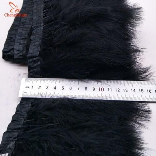 ChengBright Hot 10Yards Turkey Feathers Trim Cloth Sideband Chicken Pheasant Feather Trims Clothing Wedding Feather Ribbon D