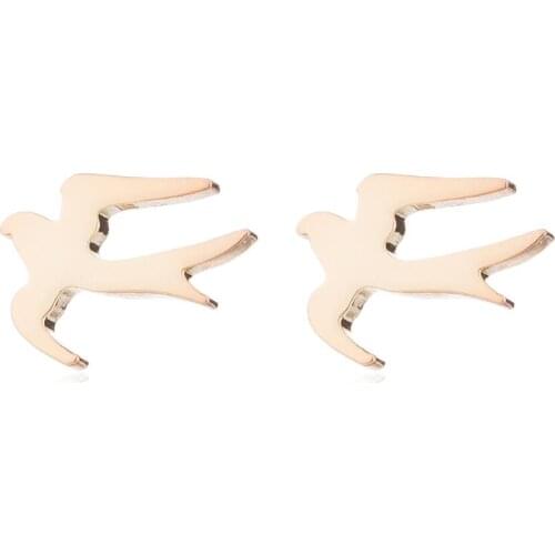 Mini Tiny Stainless Steel Flying Swallow Earring For Girl Bird Ear Stud Fashion Jewelry Sweet Lucky Jewelry Trendy Party Bronics