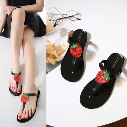 Fashion Women Flip Flop Bohemian Style Beautiful Strawberry Flat Slippers (Size 36-41)