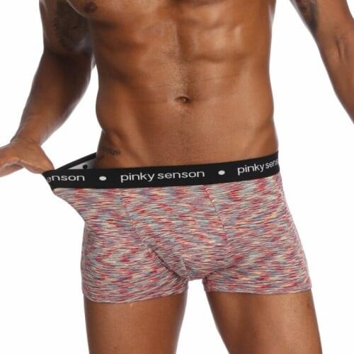 Mens Underwear Cotton Breathable Low-waisted U-pouch Bag Push Up Boyshorts Mens Lifting Buttocks Sexy Boxers