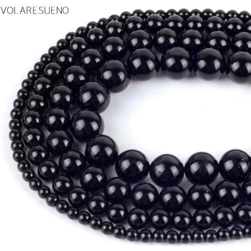 Natural Genuine Black Tourmaline Stone Beads For Jewelry Making Diy Bracelet Necklace Round Spacer Loose Beads 4/6/8/10mm 15"