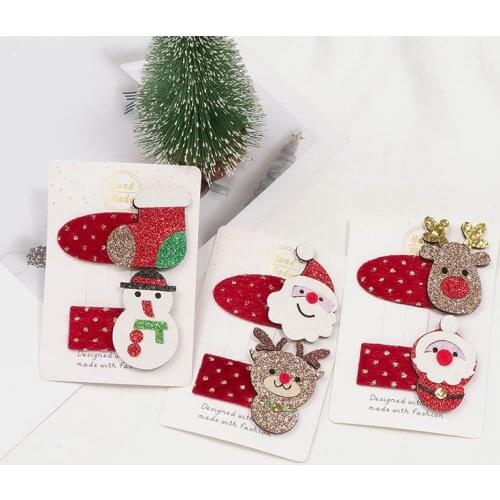 New Christmas Hair Clip Cartoon Santa Claus Hair Bands Baby Kids Hairpins Barrettes Girls Gift Cute Hair Accessories Headwear