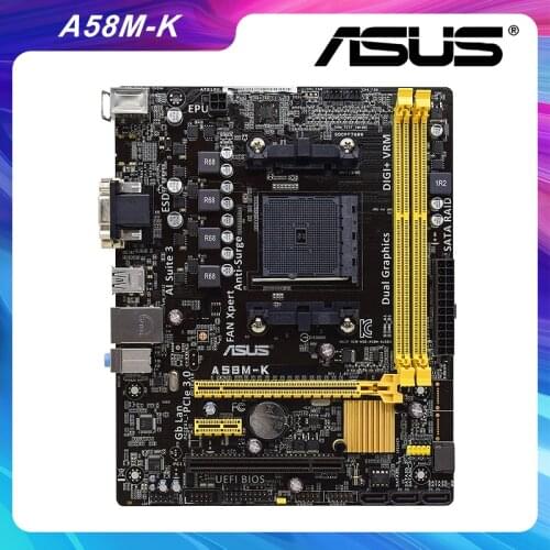 A58M-K Asus Desktop Motherboard DDR3 Socket FM2 AMD PCIE 3.0 SATA 3.0 16GB used pc motherboard