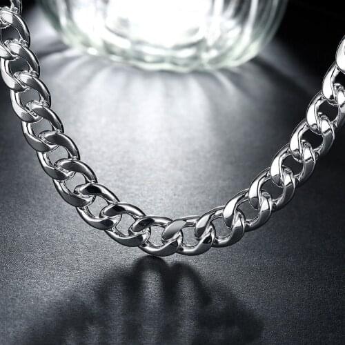 High Quality Classic 10MM Men Necklace 925 Silver Figaro Chain Necklaces For Male 50cm/60cm