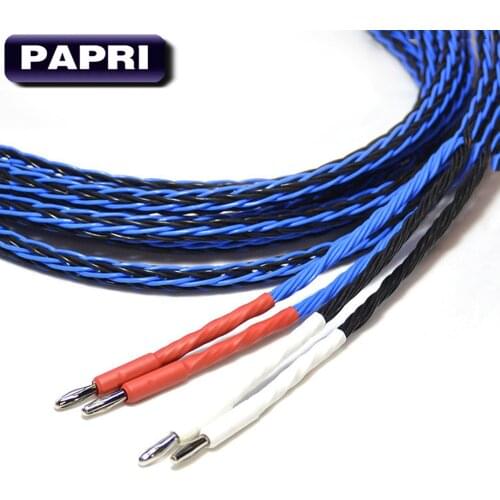 PAPRII DIY 8TC PTFE Isolation Wire OCC Speaker Cable Banana Connector Fork Plug For Audio Amplifier