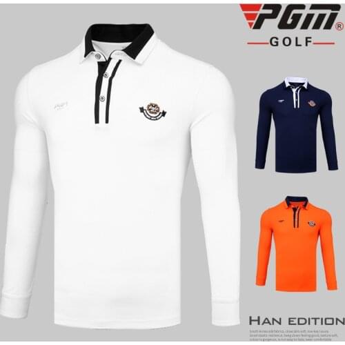 Pgm Mens Long Sleeve Golf Shirts Autumn Breathable Sports Training Shirts Male Turn Down Collar Sportswear AA11837
