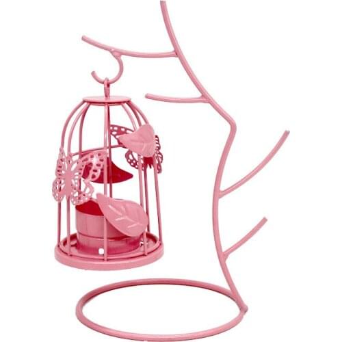 Tree Branch Birdcage Candle Holder Iron Lantern Model Metal Crafts Candlestick Living Room Creative Candle Stick Home Decoration