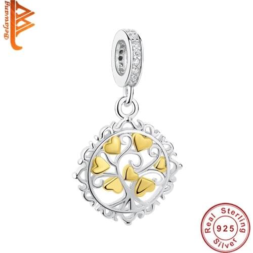 925 Sterling Silver Rose Gold Tree of Life Pendant Charms Beads Fit Original Pandora Bracelets Women Family Tree Dangle Jewelry