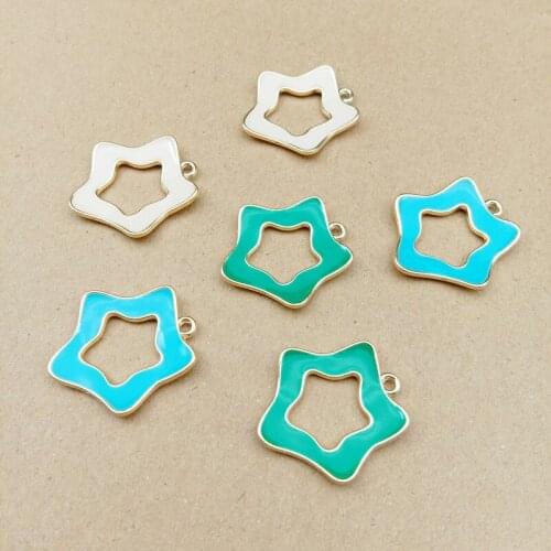 10pcs 25x28mm enamel stars charm geometric charms for jewelry making and crafting charm fashion pendant