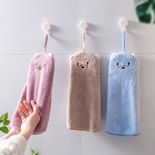 Hand Towel Absorbent Cloth Dishcloths Fleece Hangable Microfiber Skin-friendly Bath Towel for Kitchen Bathroom Supplies