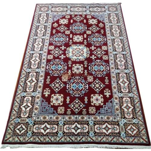 Seeykeep™ 5x7.5ft Rectangle Classic Pure Woolen Handknotted Fire Brick backcolor Oriental Rug-HS6036003