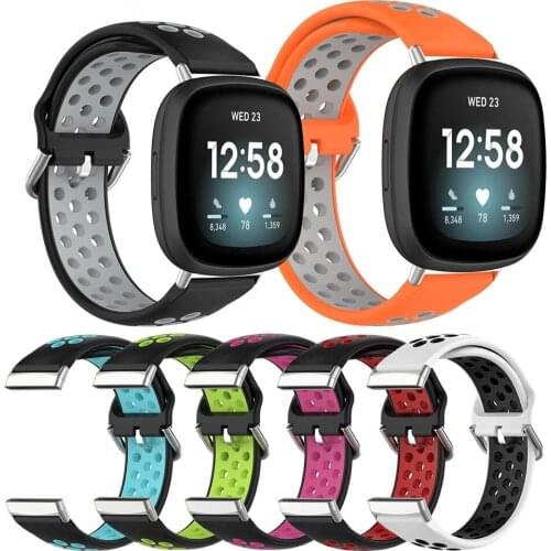 Silicone Sports Band for Fitbit Versa 3 Double Color Watch Strap Replacement Bands Bracelet For Fitbit Sense Accessories